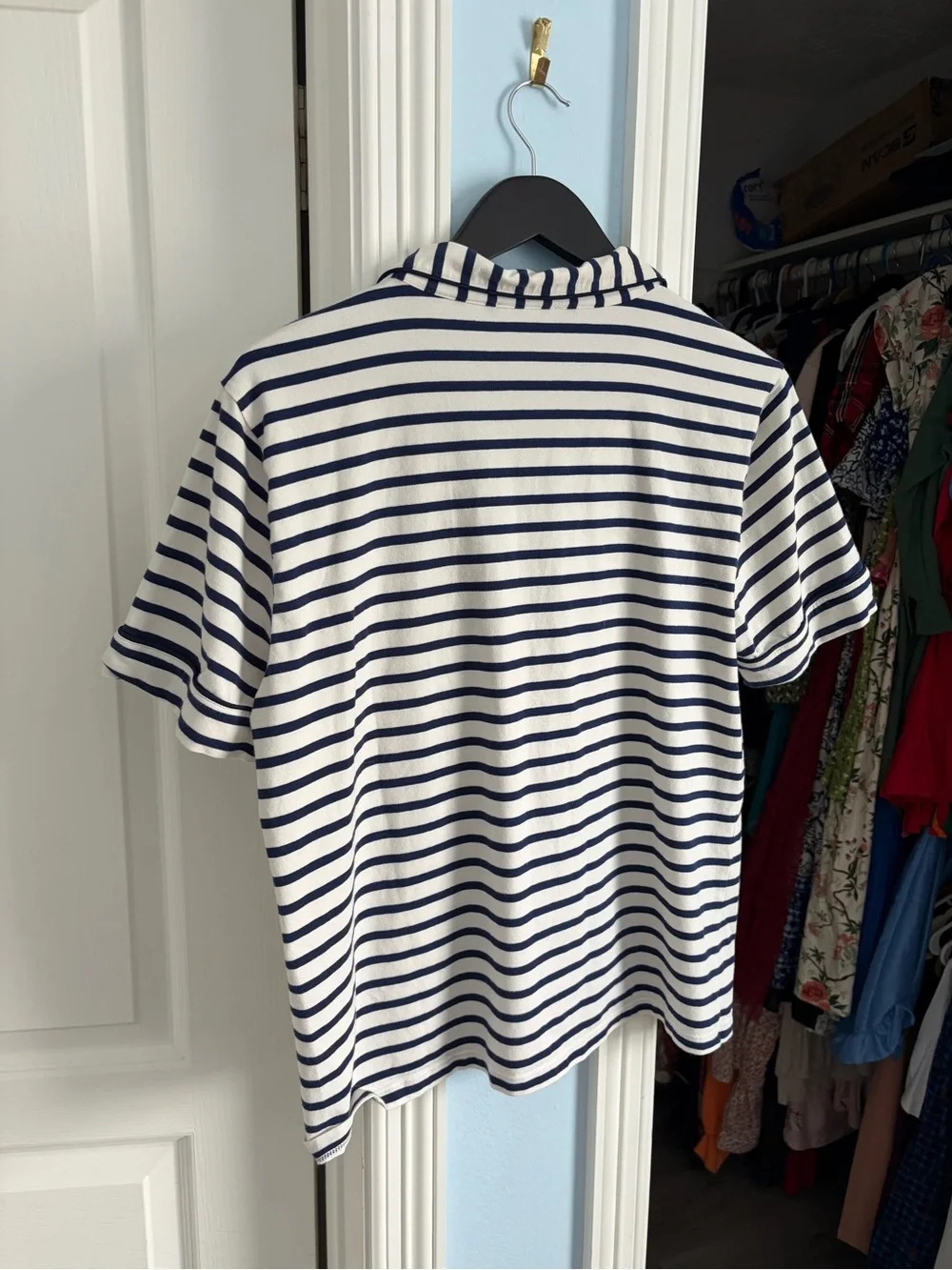 J Crew Blue White Striped Matching Pajama Set M